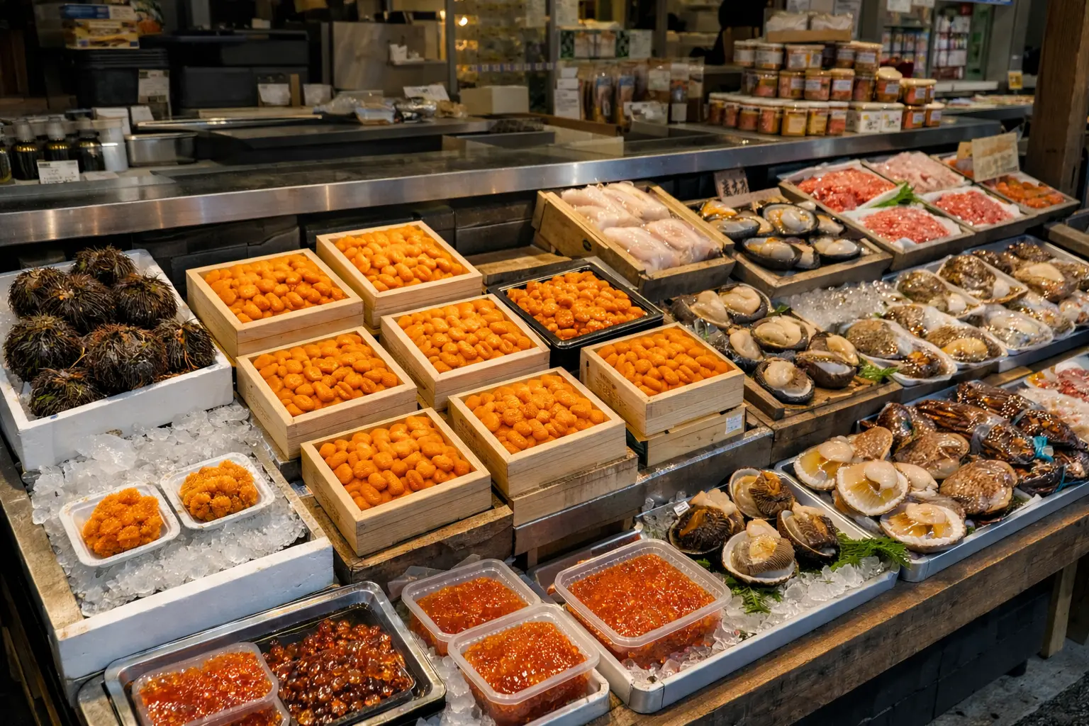 昔ながらの海鮮食材販売店の店頭
