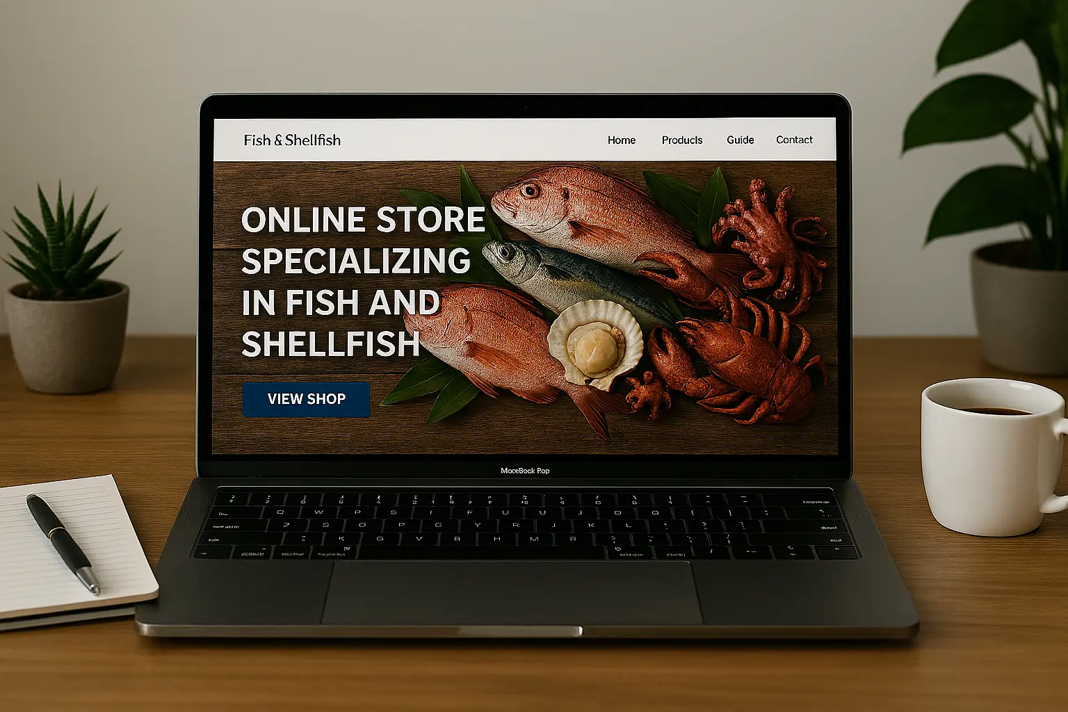 魚貝類を販売するオンラインストアのトップページ