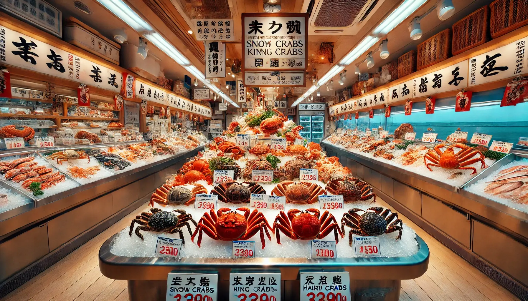 カニを主に販売する魚介類店の店頭