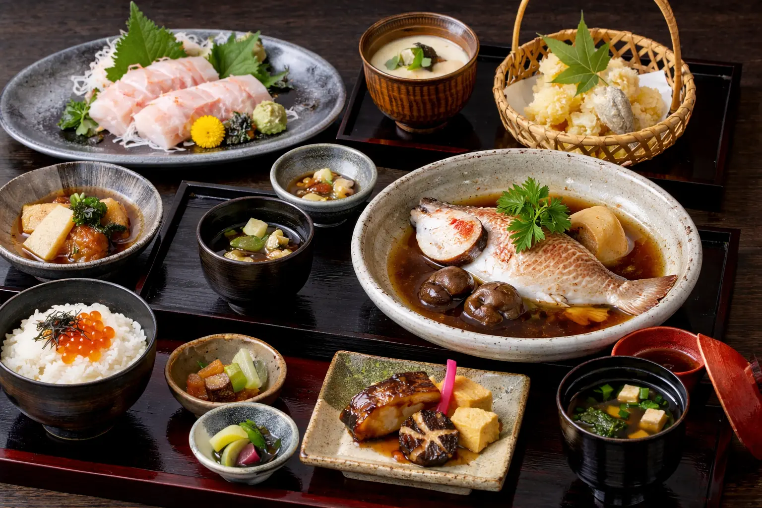 白甘鯛料理を含む和食の御前