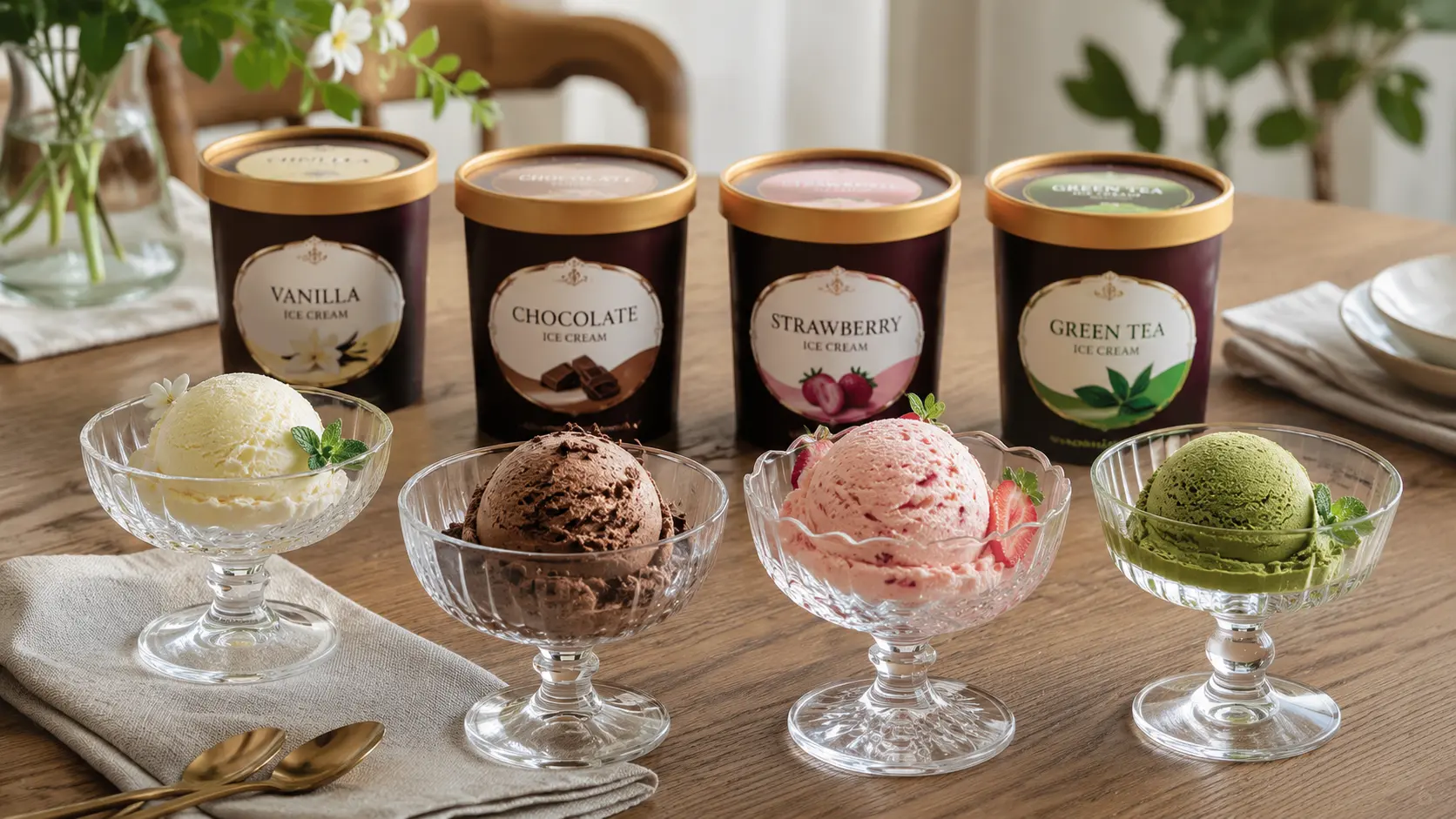 4種類のレディーボーデン風パイントサイズアイスクリーム
